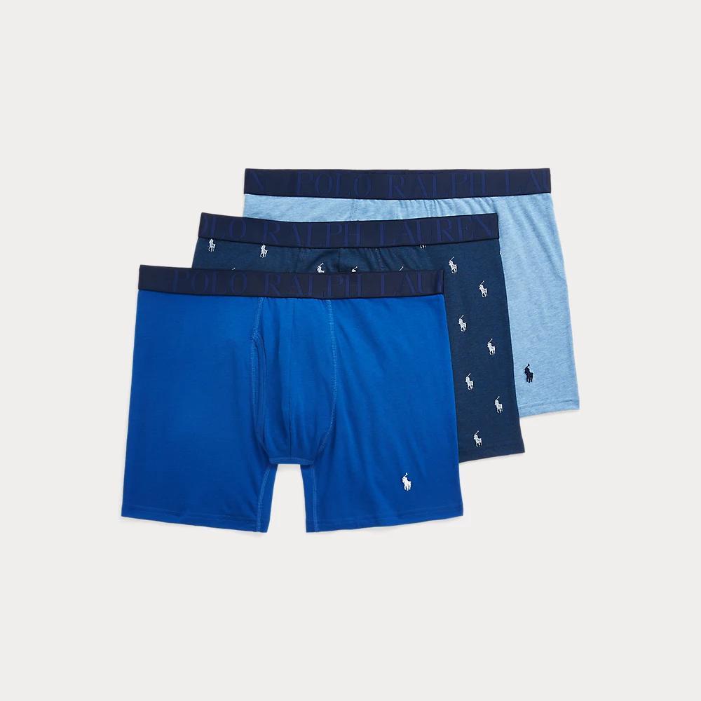 POLO RALPH LAUREN Men's 3-pack 4d Flex Modal Boxer Briefs In Blue Assorted Product Image