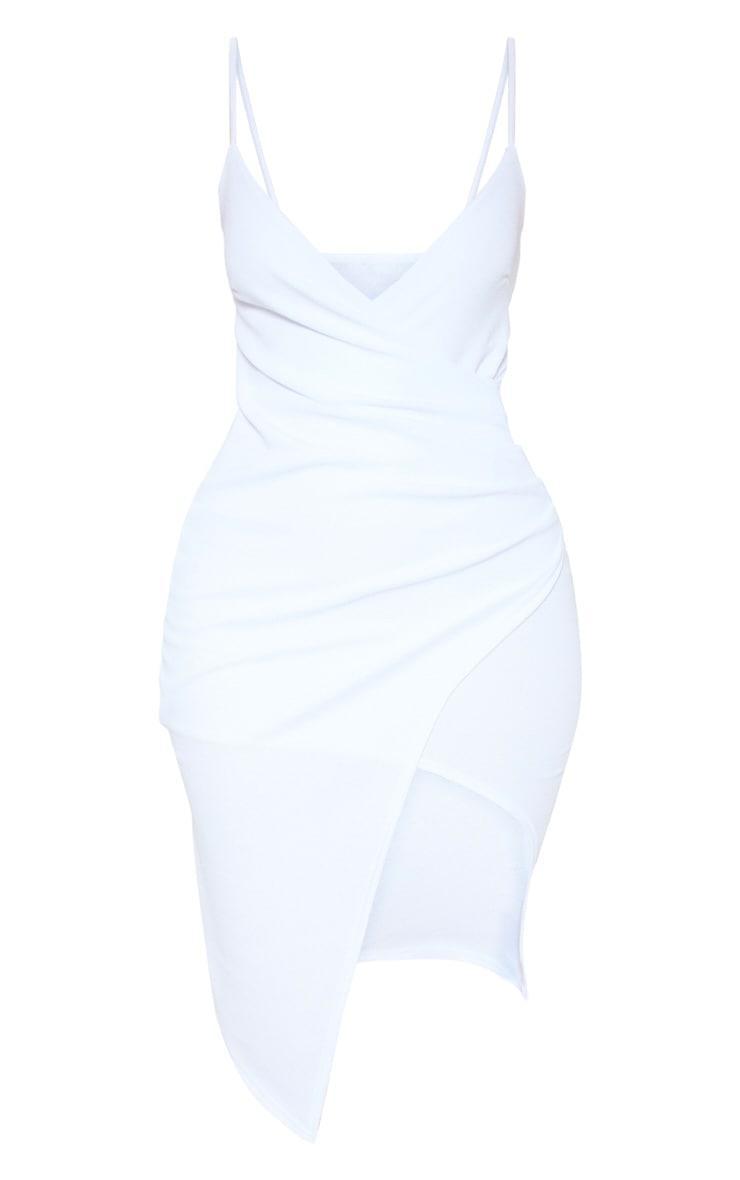 Lauriell White Wrap Front Crepe Midi Dress Product Image