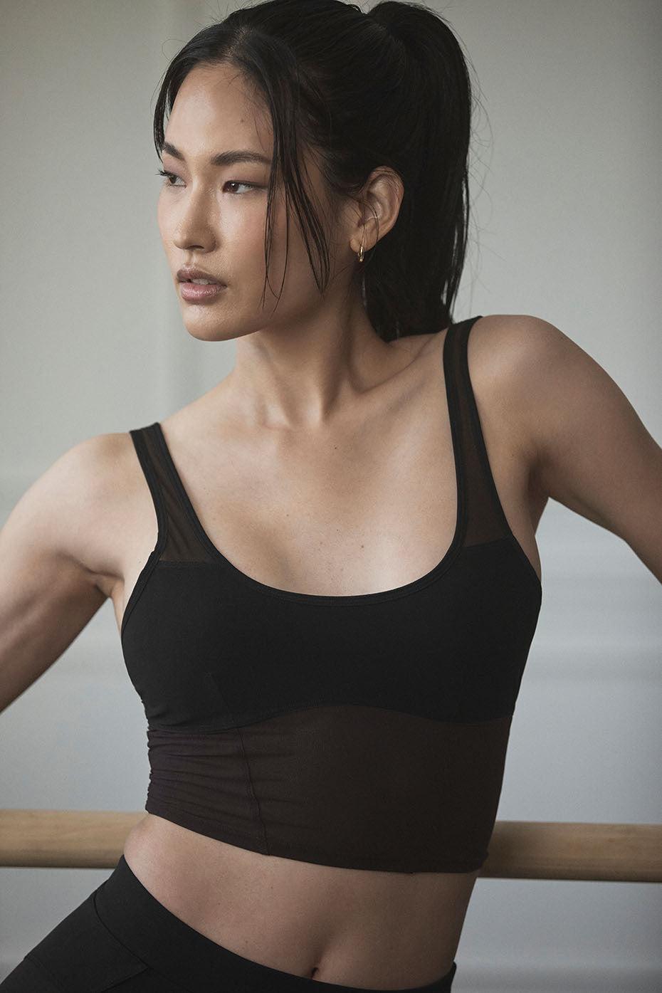 Airlift Mesh Cropped Tempo Tank - Black Female Product Image