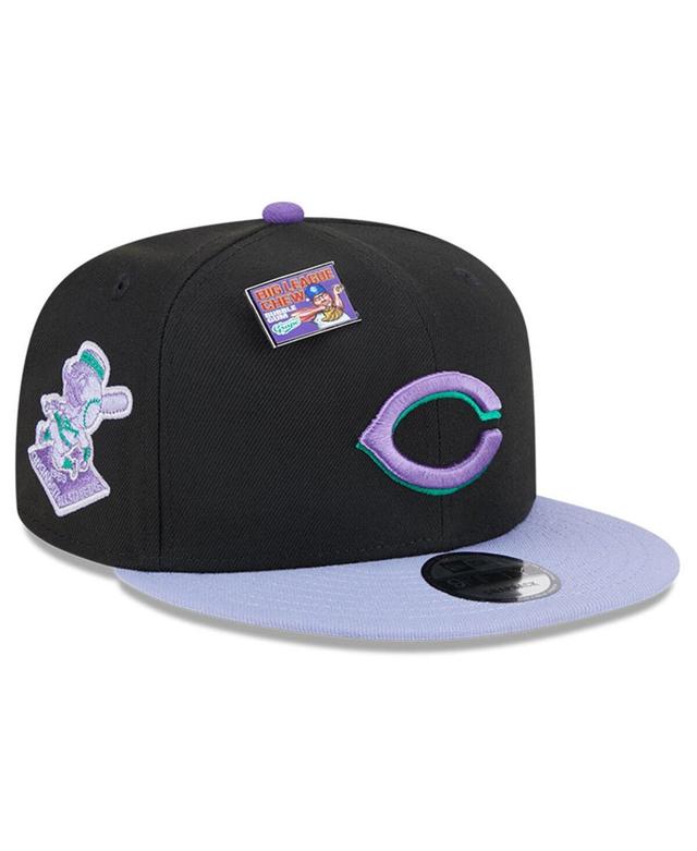 New Era Mens Black Cincinnati Reds Grape Big League Chew Flavor Pack 9FIFTY Snapback Hat - Black, Purple Product Image