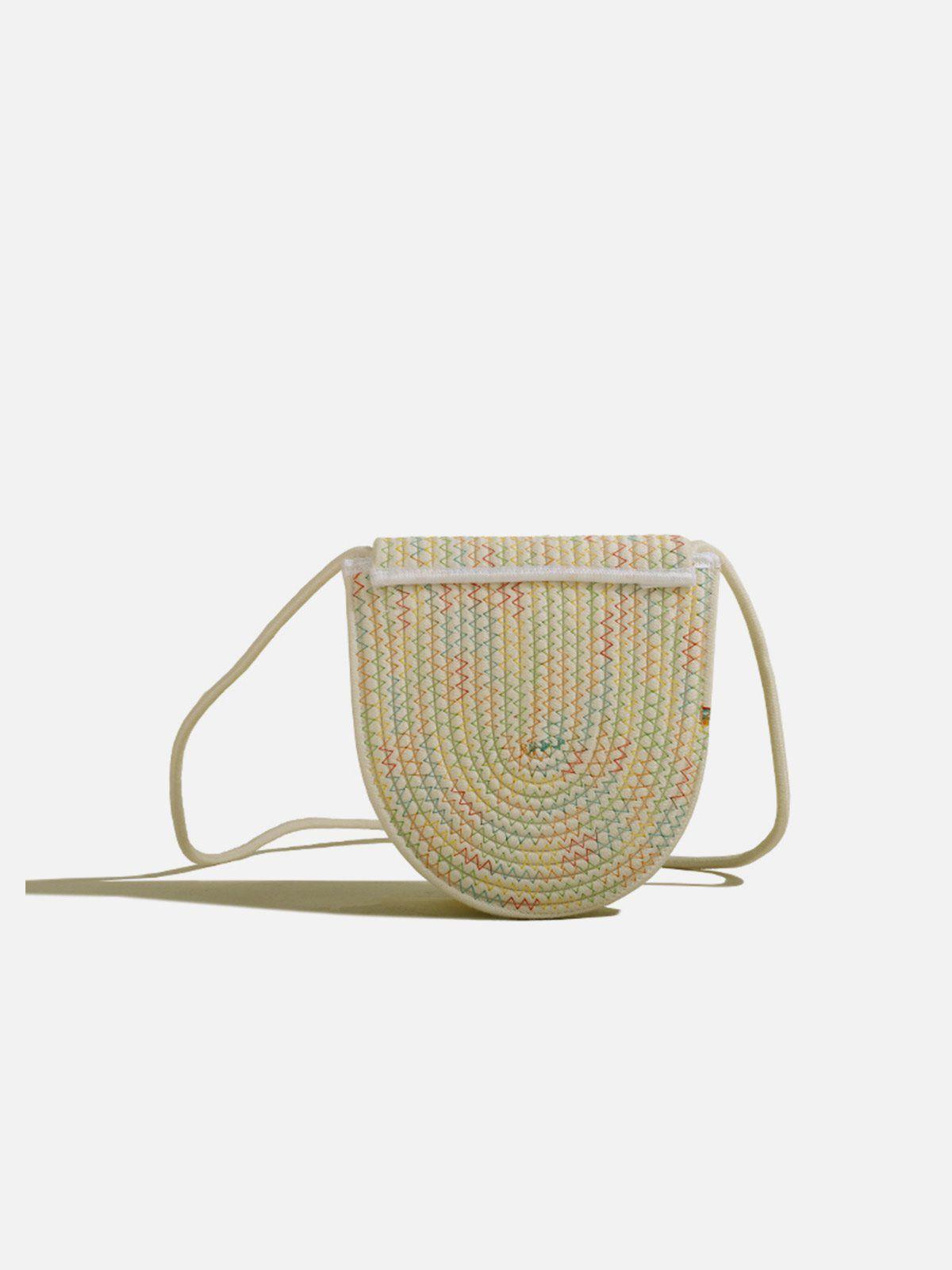 Flower Decoration Weave Crossbody Bag Product Image