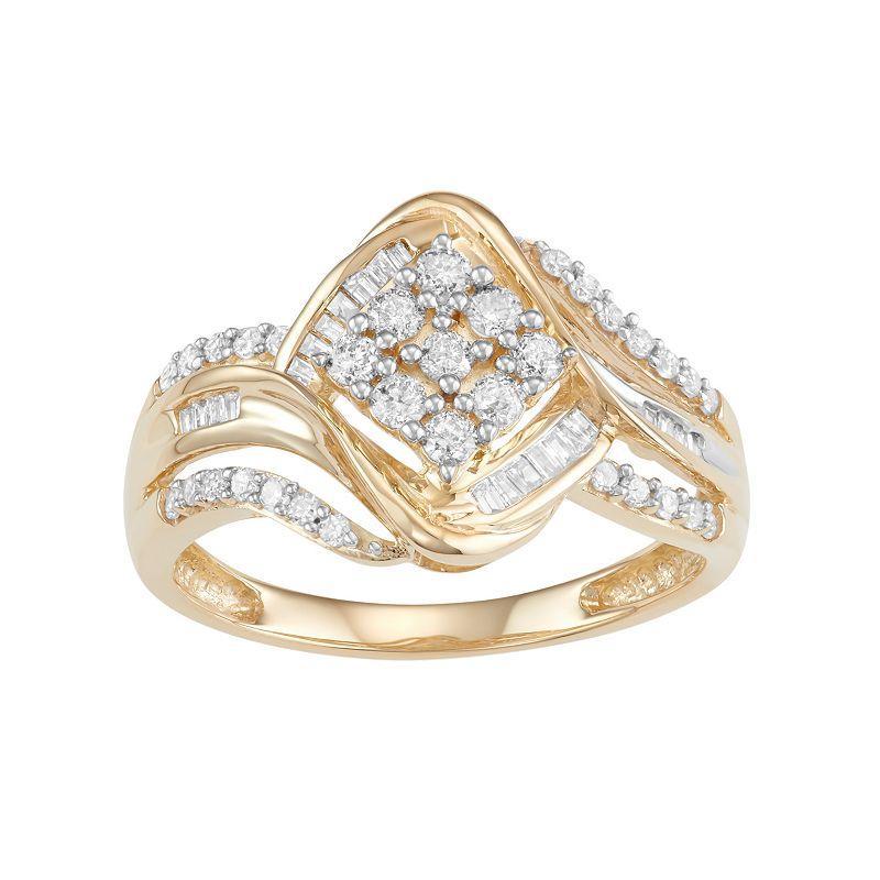 10k Gold 1/2 Carat T.W. Diamond Cluster Ring, Womens White Product Image