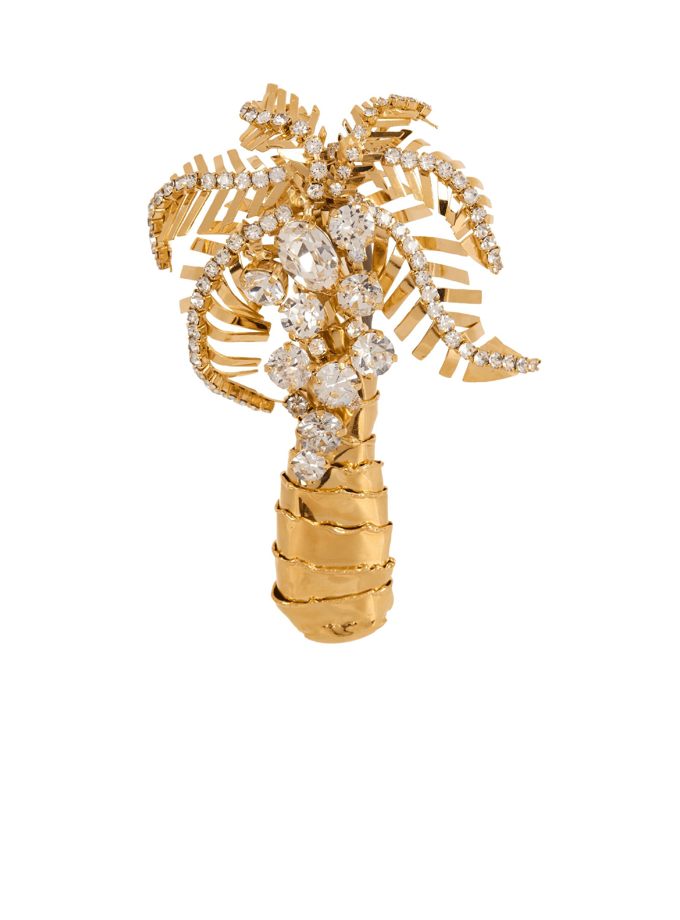 Brass and crystal palm tree brooch Product Image