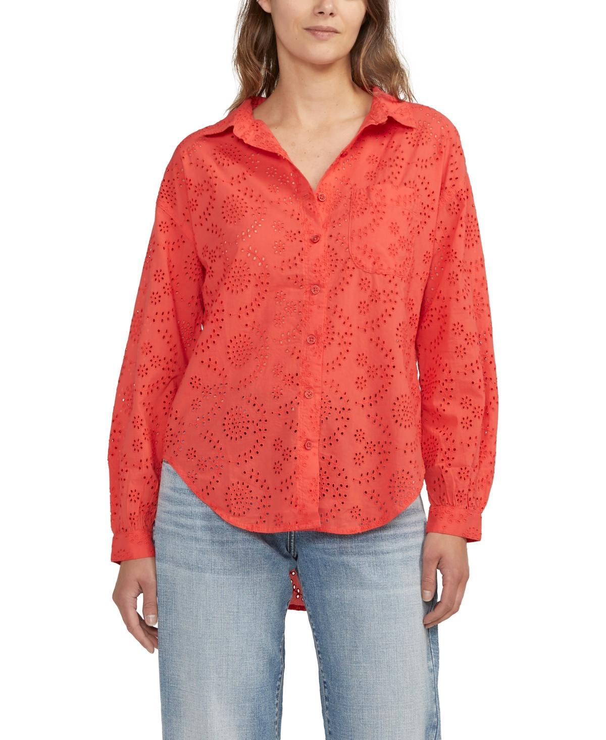 Jag Jeans Relaxed Cotton Eyelet Button-Up Shirt Product Image