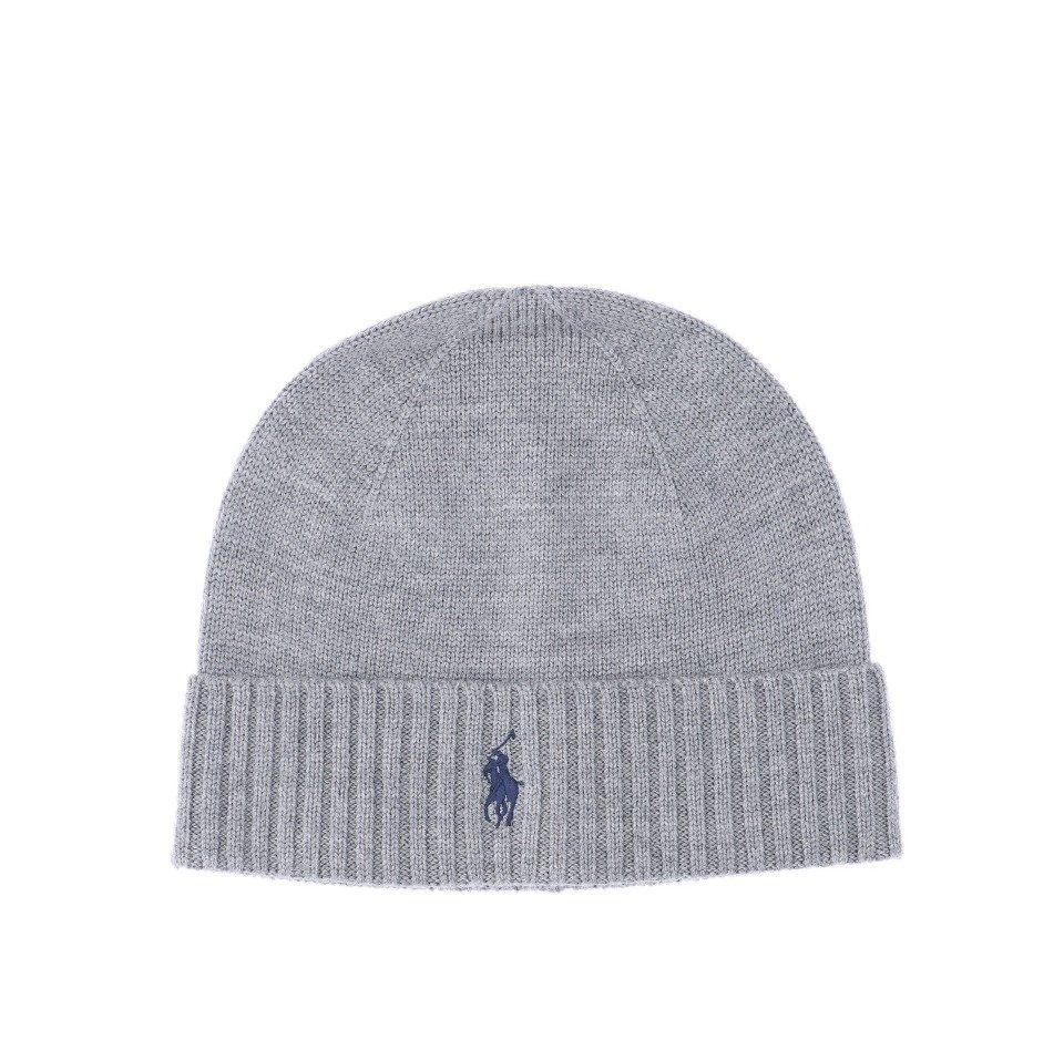 Pony Embroidered Knit Beanie In Grey Product Image