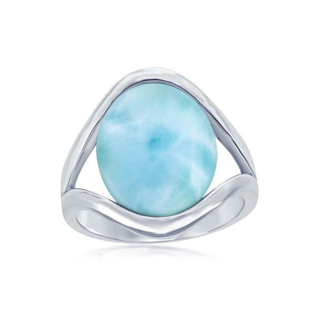 Sterling Silver Oval Larimar with Open Sides Ring Product Image