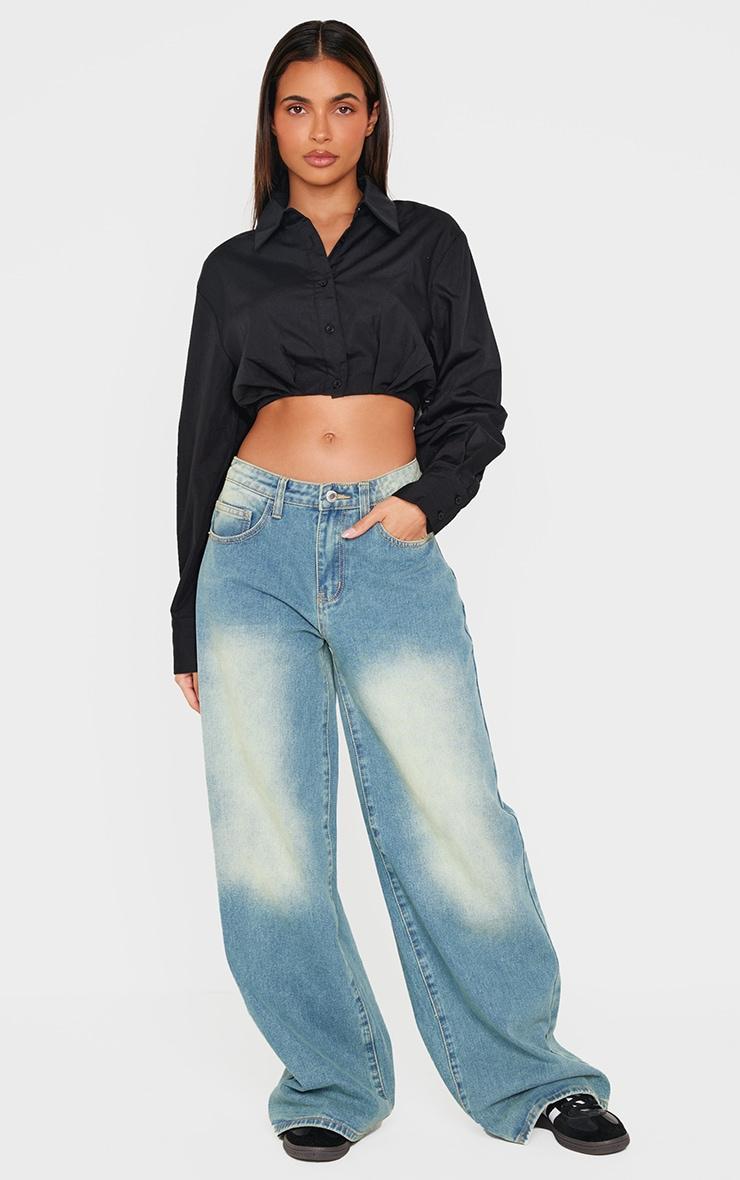 Black Cropped Shirt Product Image