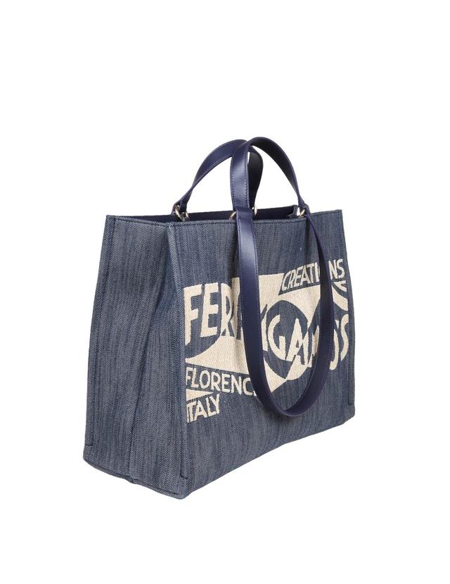 Denim Tote Bag In Blue Product Image