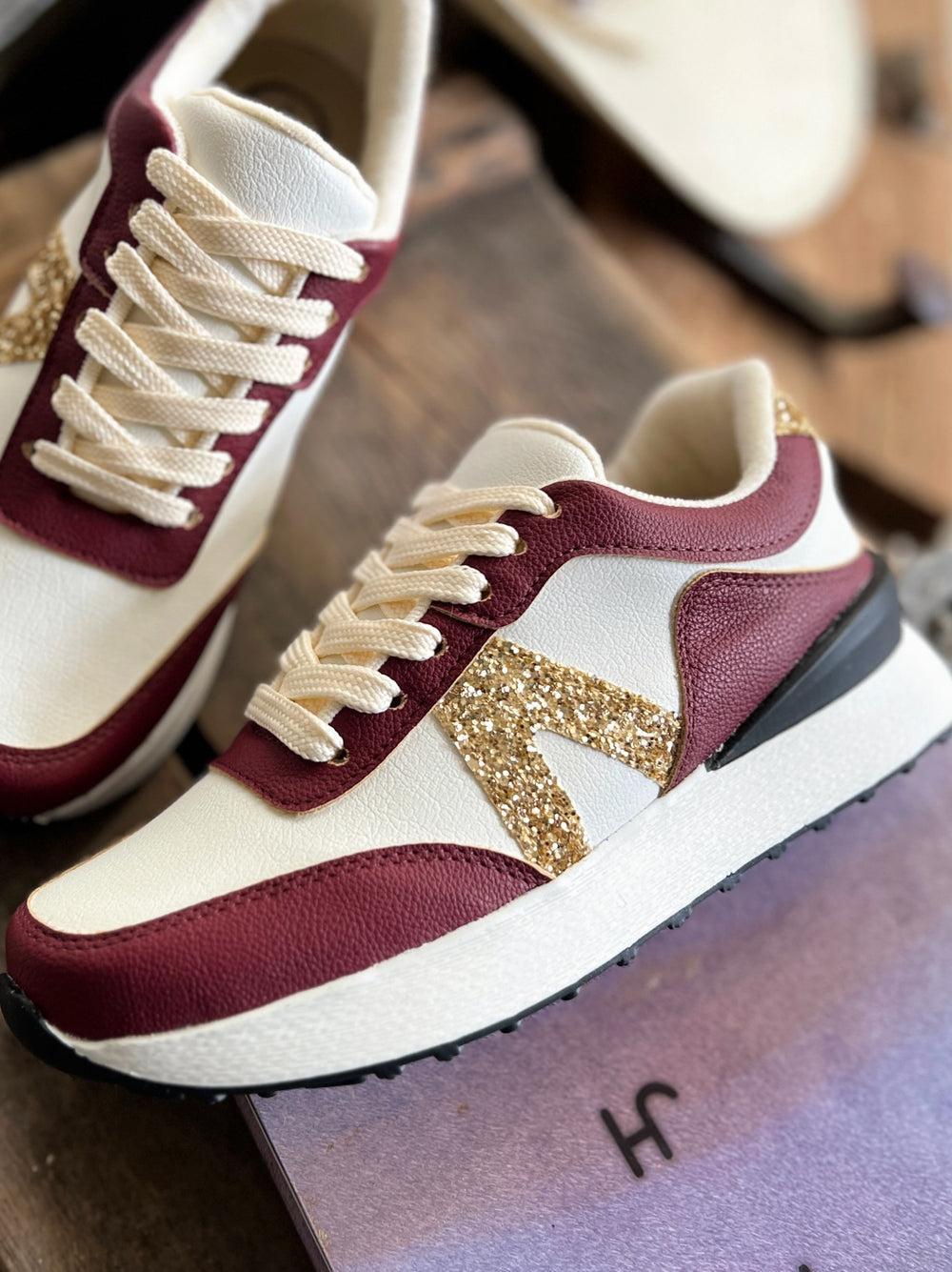 Nova Burgundy Glitter Sneakers Product Image