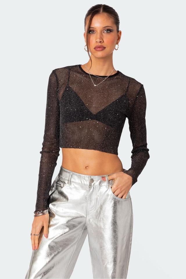 Marly Sheer Shimmer Sequin Top Product Image