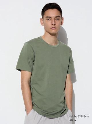 Mens Supima Cotton Crew Neck T-Shirt Green Medium UNIQLO US Product Image