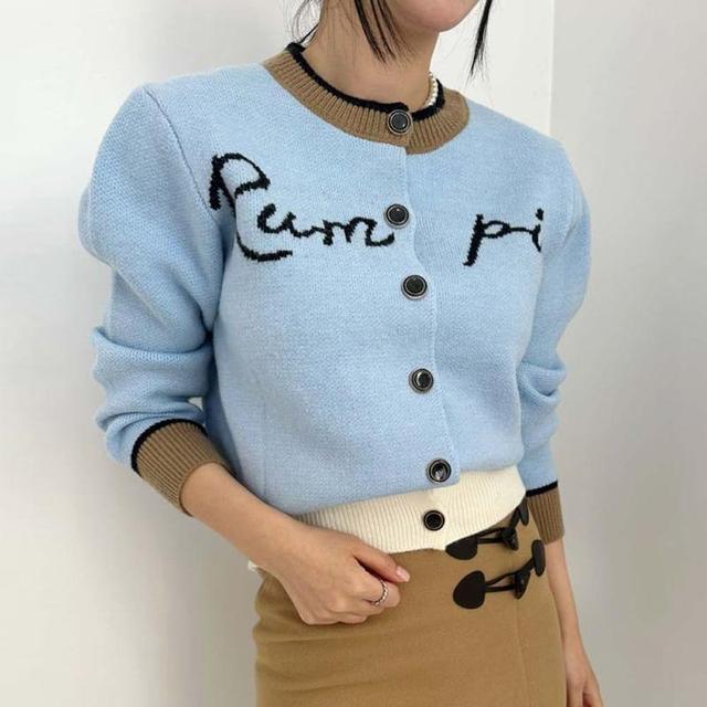 Crewneck Lettering Button-Up Cardigan Product Image