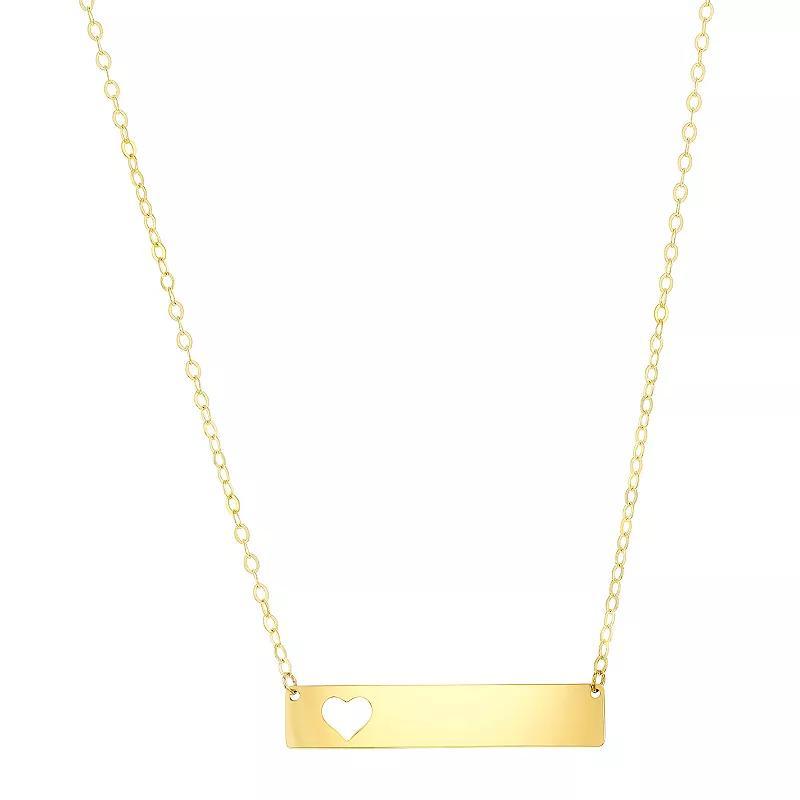 Divine Gold 14k Gold Bar & Heart Cut-Out Necklace, Womens Product Image