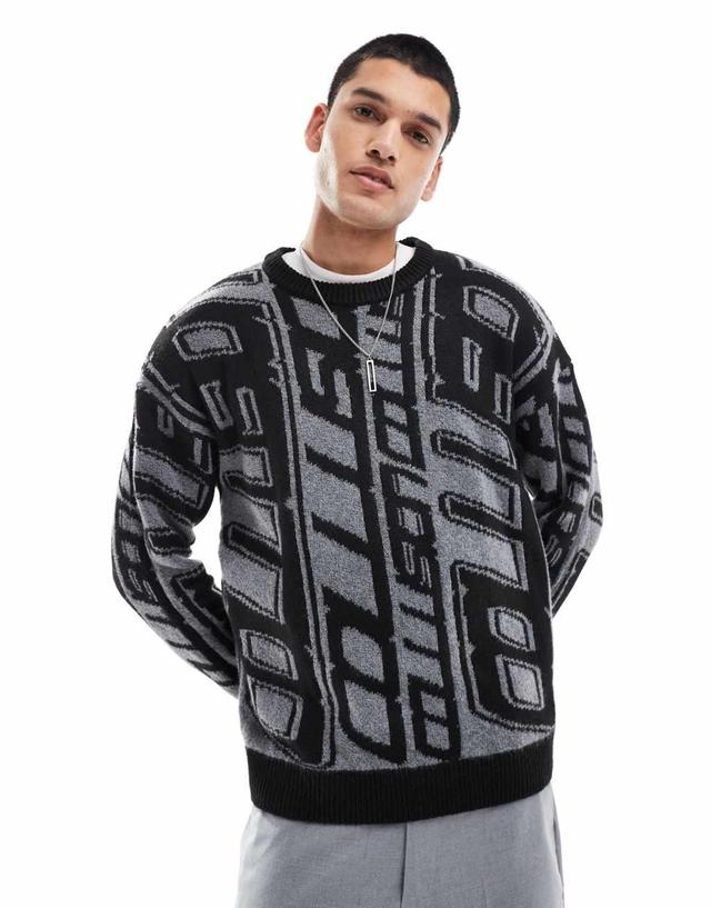 COLLUSION jacquard knit sweater in blue Product Image