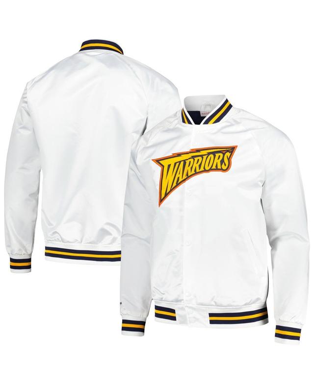 Mens Mitchell & Ness Golden State Warriors Hardwood Classics Throwback Wordmark Raglan Full-Snap Jacket Product Image