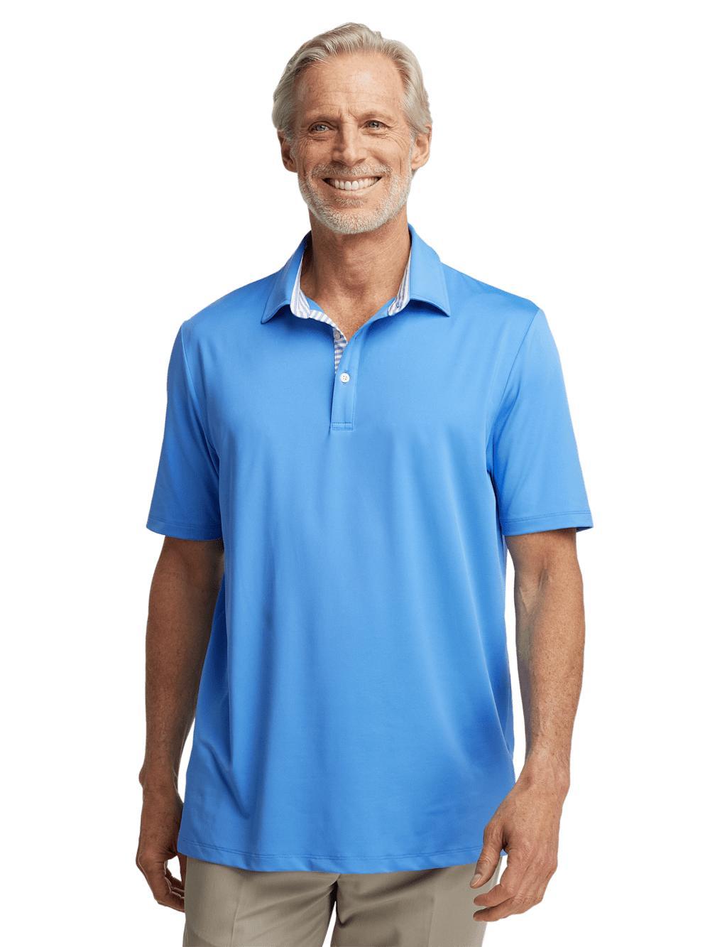 Performance Blend Three Button Polo - Blue Product Image