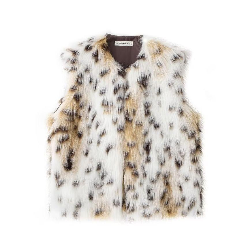 Animal Print Fluffy Vest Product Image