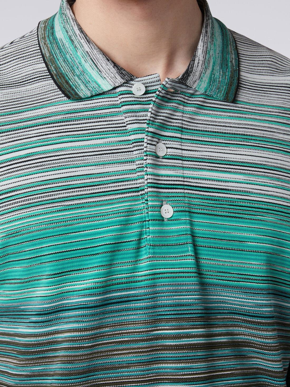 Long-sleeved polo shirt in slub cotton piqué Multicoloured | Missoni Product Image