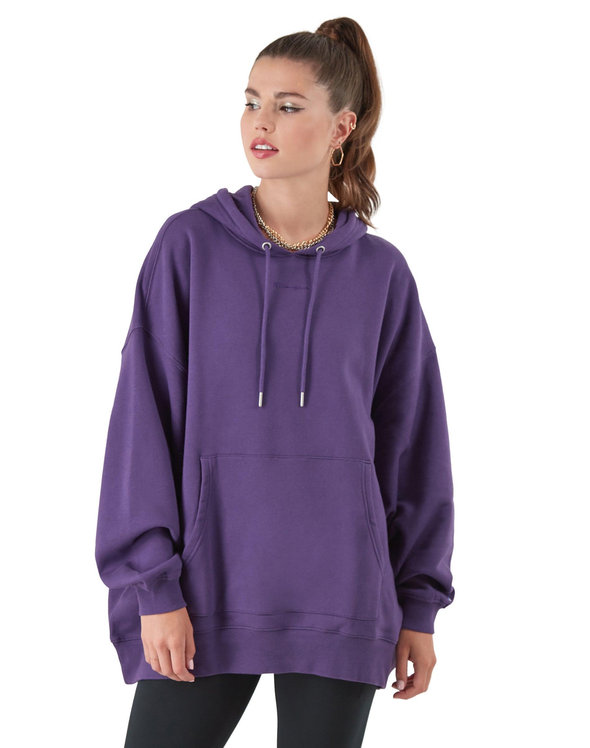 Womens Champion Classic Fleece Oversized Hoodie, Script Logo Pop Art Purple M/L Product Image