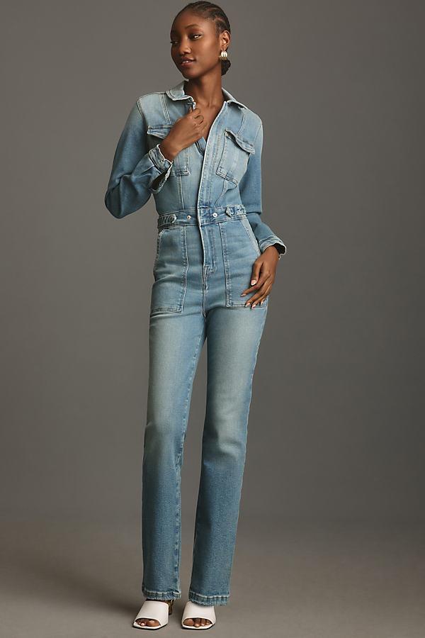 Good American Fit For Success Long Sleeve Denim Jumpsuit Product Image