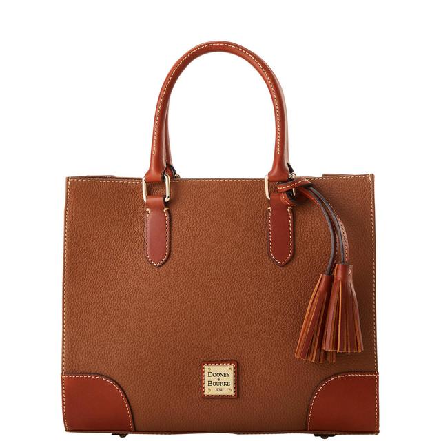 Dooney & Bourke Womens Pebble Grain Leather Satchel Bag in Caramel Product Image