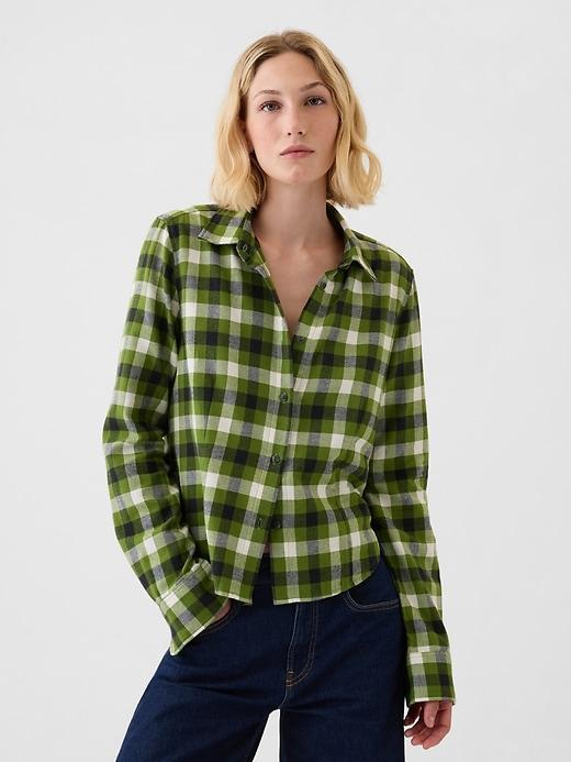 Cropped Flannel Shirt Product Image