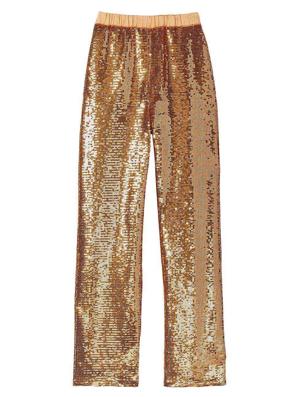 Womens Sequin Straight-Leg Pants Product Image