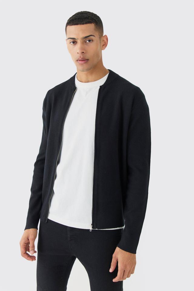 Regular Fit Knitted Bomber | boohooMAN USA Product Image