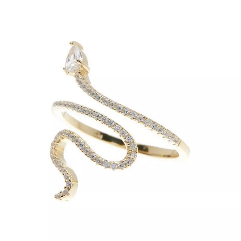 Adornia 14k Gold Plated Cubic Zirconia Snake Ring, Womens Gold Tone Product Image