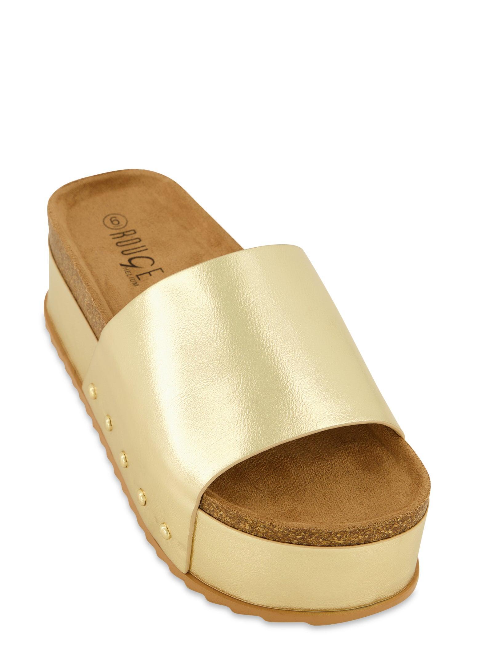 Womens Cork Footbed Platform Slide Sandals Product Image