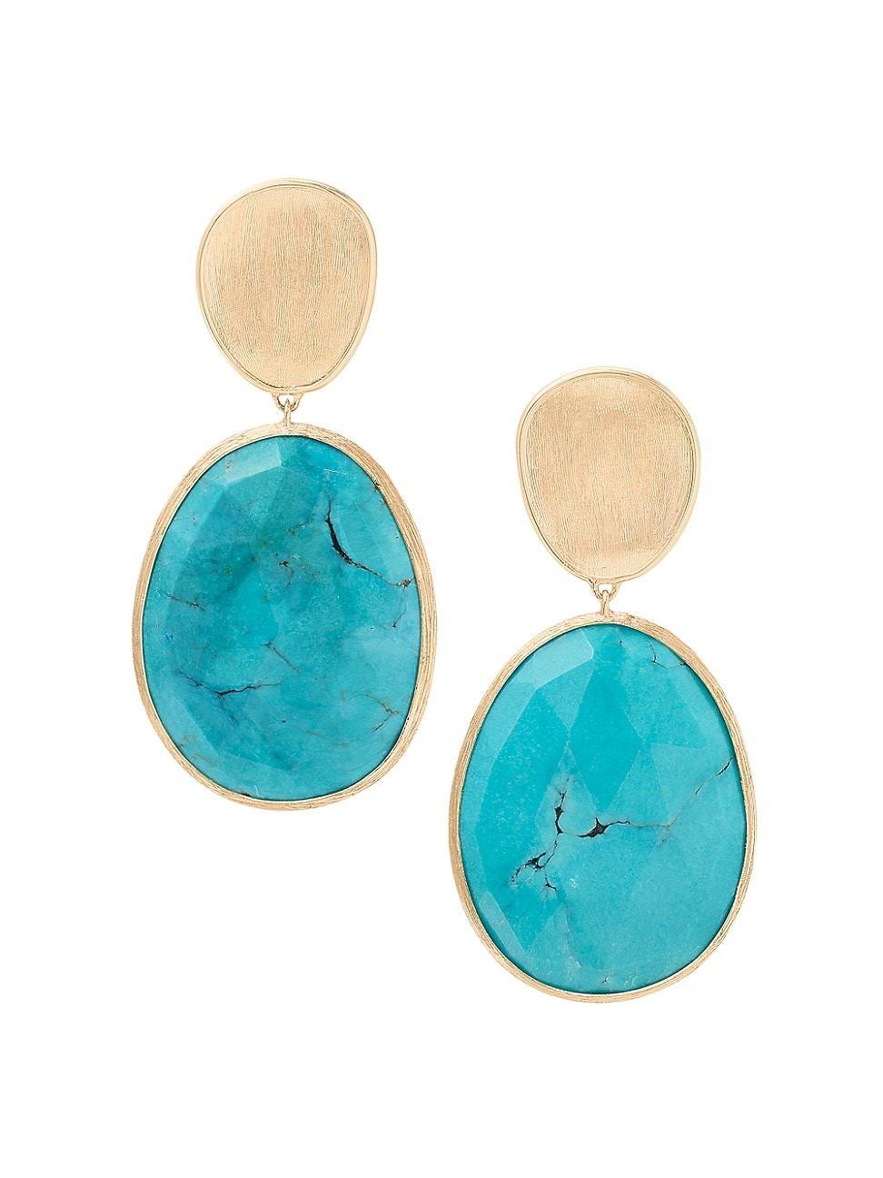 Womens Lunaria Color 18K Yellow Gold & Turquoise Drop Earrings Product Image