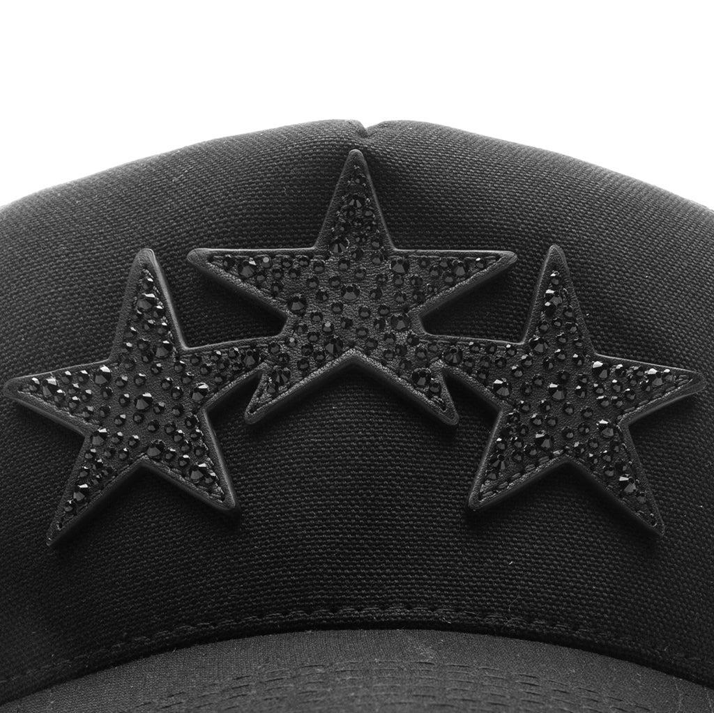 Crystal 3 Star Trucker Hat - Black/Black Male Product Image