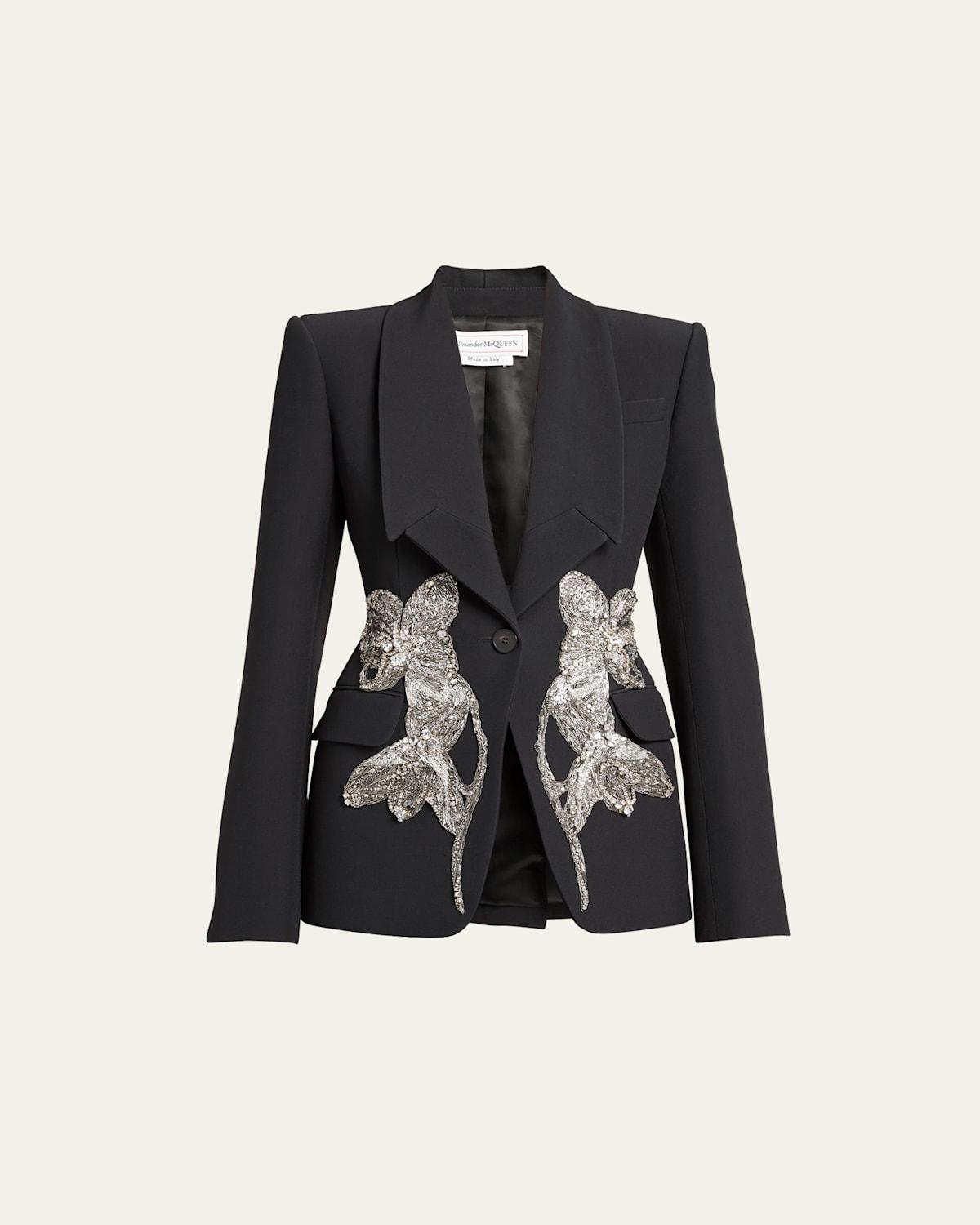 Alexander McQueen Beaded Orchid Detail Blazer Product Image