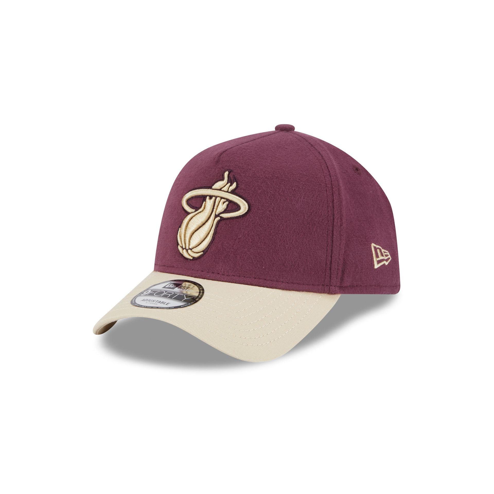 Miami Heat Moleskin Crown Maroon 9FORTY A-Frame Snapback Hat Male Product Image