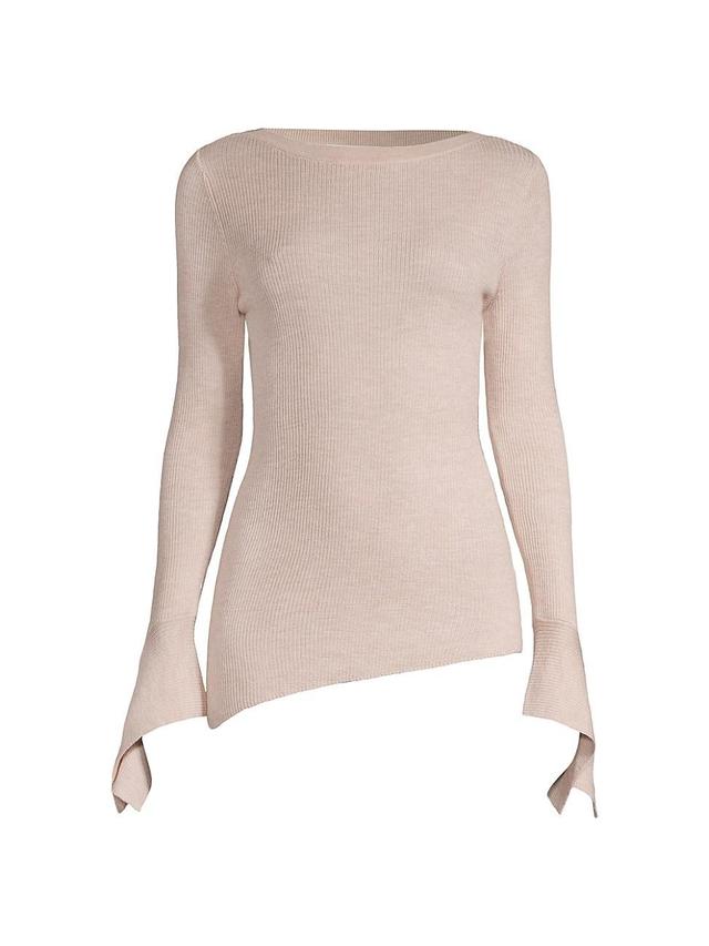 Womens Asymmetric Ribbed-Knit Sweater Product Image