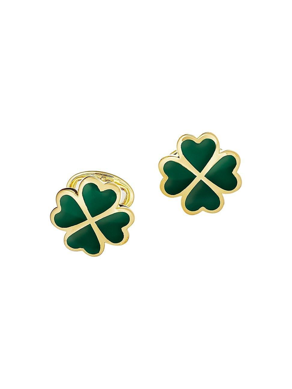 Mens Gold Vermeil and Green Onyx Four Leaf Clover Cufflinks Product Image