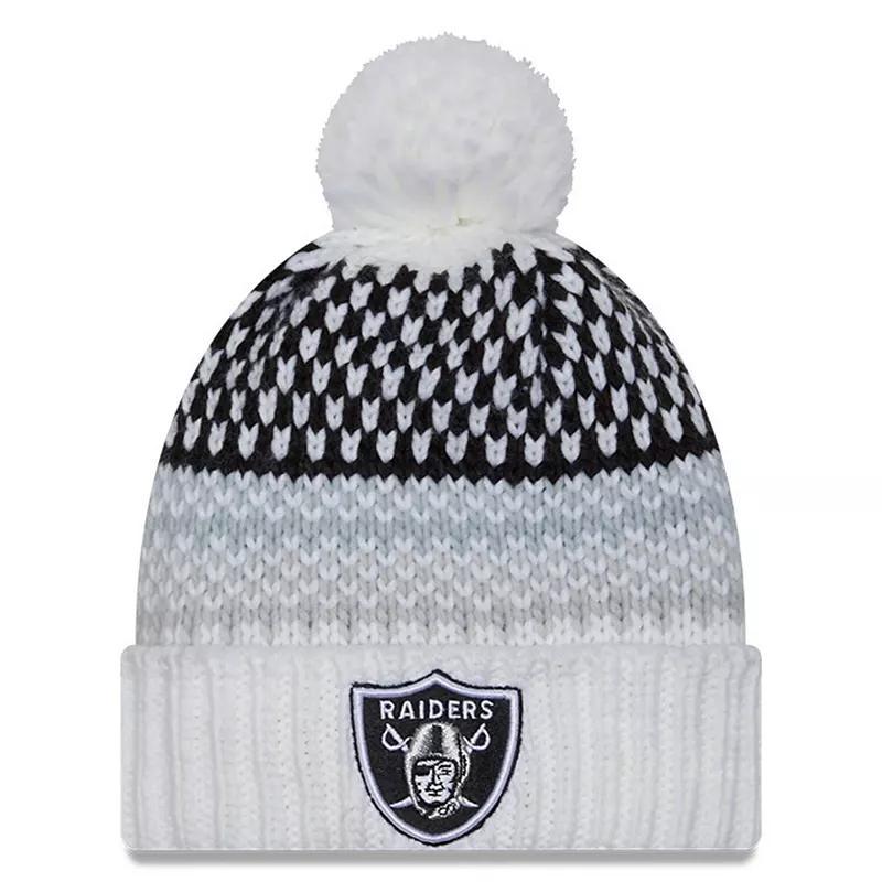 Womens New Era White Las Vegas Raiders 2023 Sideline Cuffed Knit Hat with Pom Product Image