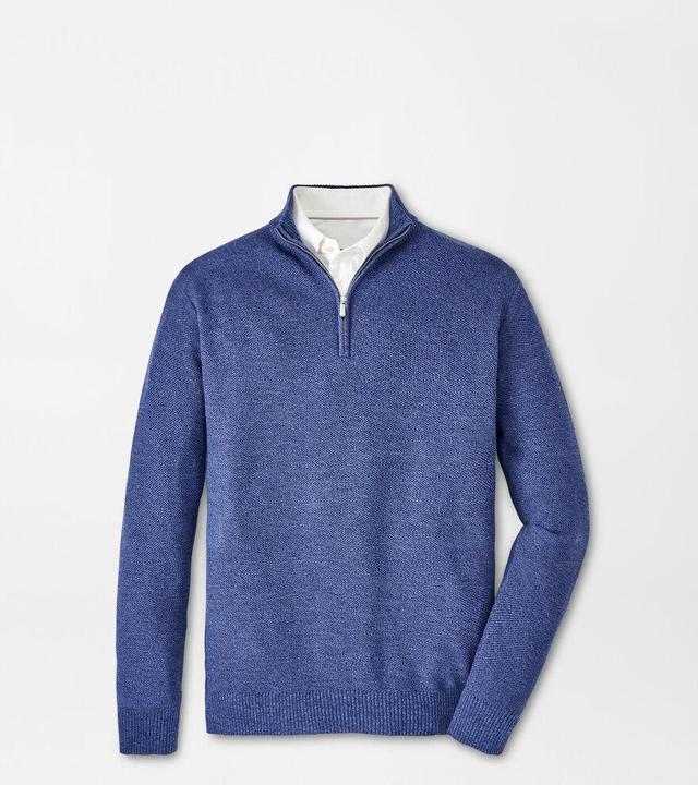 Peter Millar Mens Nevis Twisted Quarter-Zip | Color: Ocean Blue | Size: XXL Product Image