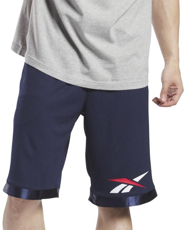 Reebok Mens Regular-Fit Logo-Print Mesh Basketball Shorts Product Image