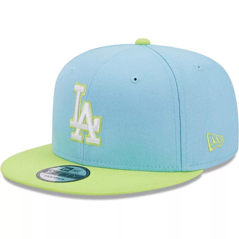 Mens New Era Light Blue and Neon Green Los Angeles Dodgers Spring Basic Two-Tone 9FIFTY Snapback Hat - Light Blue Product Image