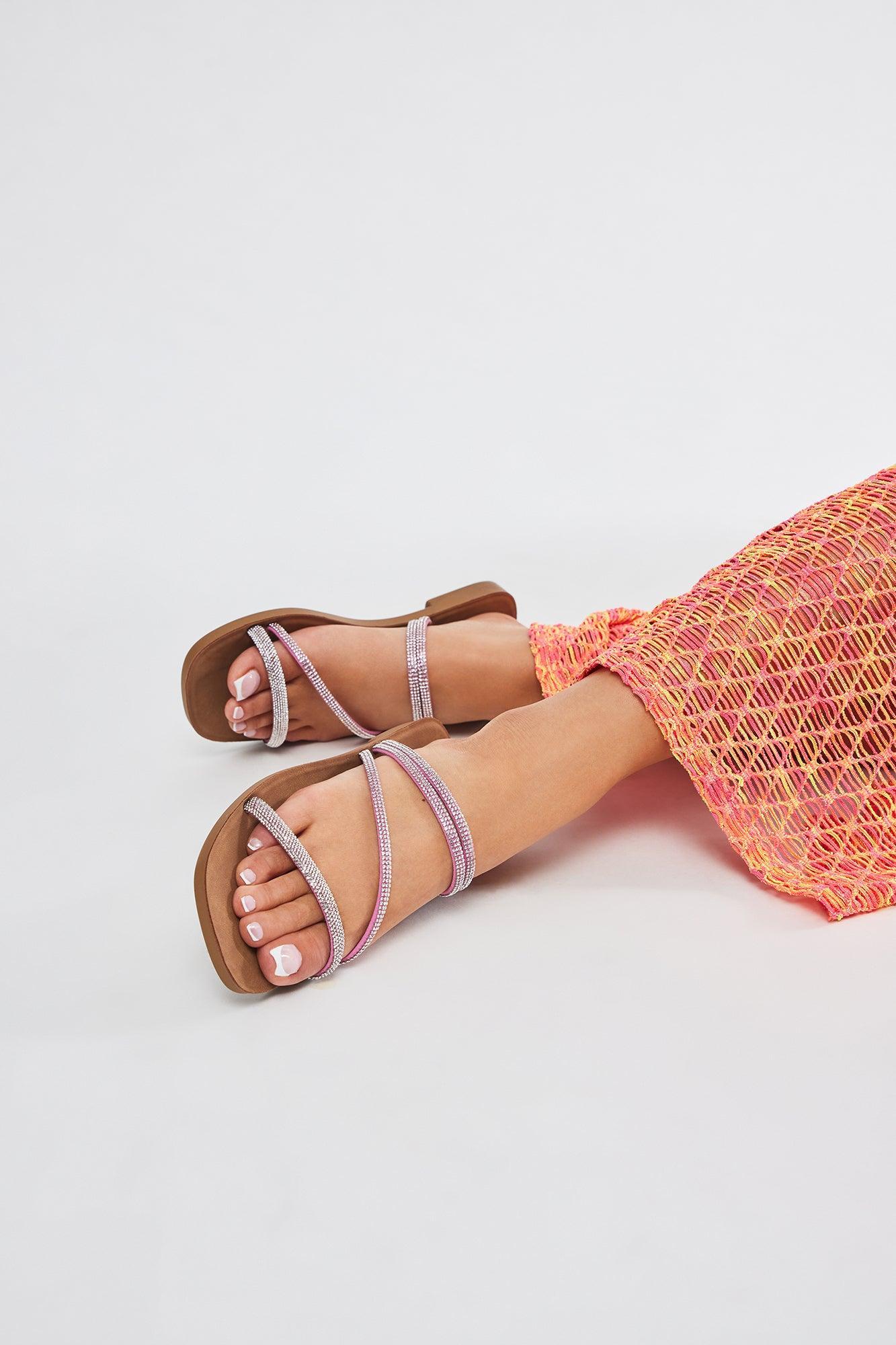 Kaira Rhinestone Sandals - Pink product image