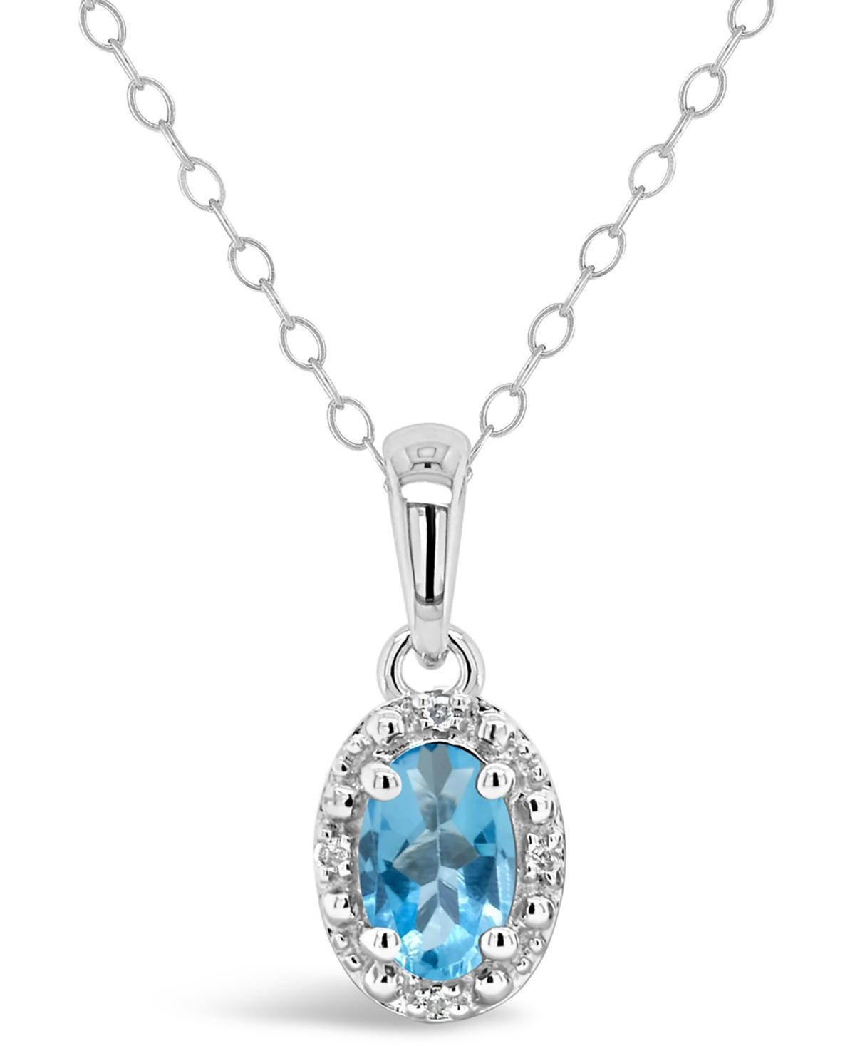 Gemstone and Diamond Accent Pendant Necklace in Sterling Silver Product Image