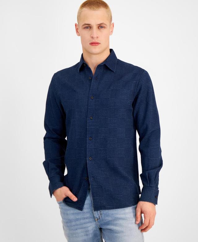 Men's Cristiano Long Sleeve Button-Front Patchwork Shirt, Created for Macy's Product Image