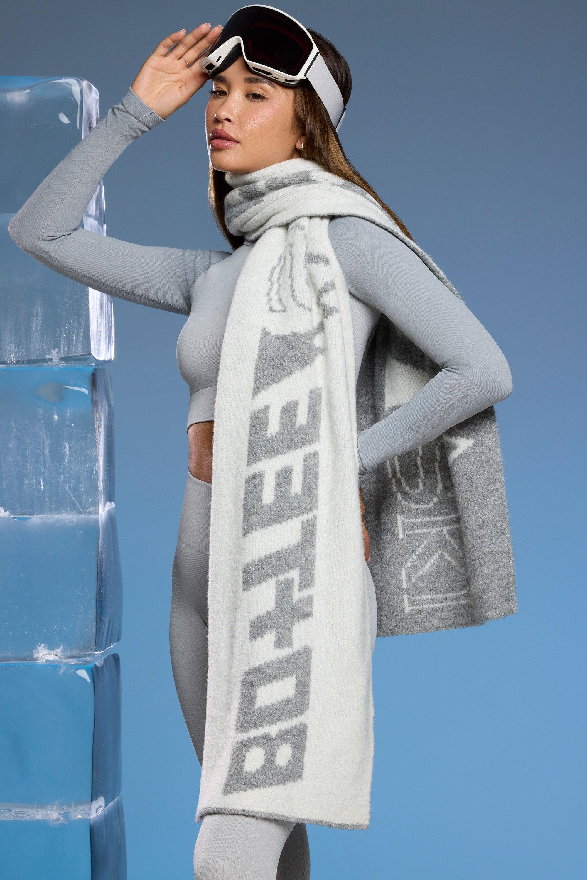 Snow Angel - Oversized Chunky Knit Scarf in Light Grey Product Image