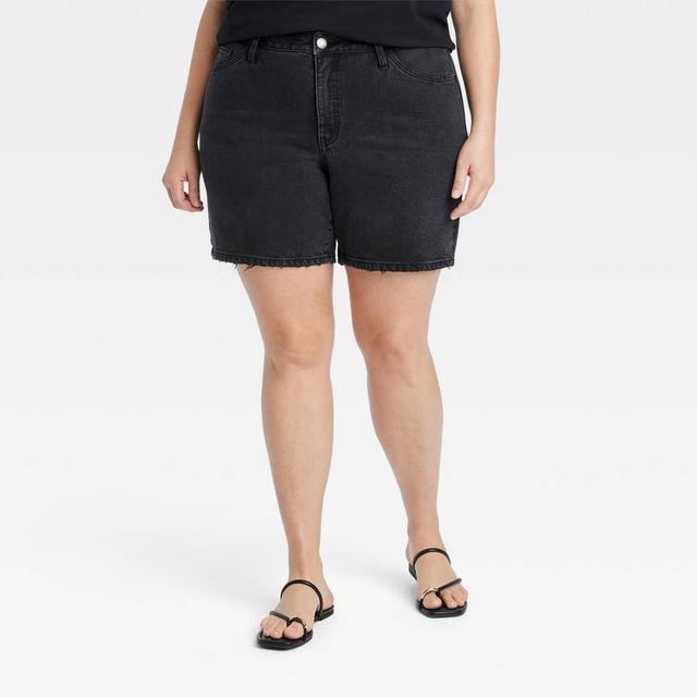 Womens High-Waisted Bermuda Jean Shorts - Ava & Viv Black 20 Product Image