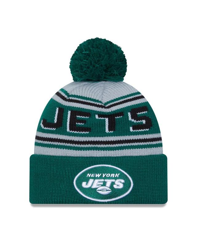 Mens New Era Green New York Jets Main Cuffed Knit Hat with Pom Product Image