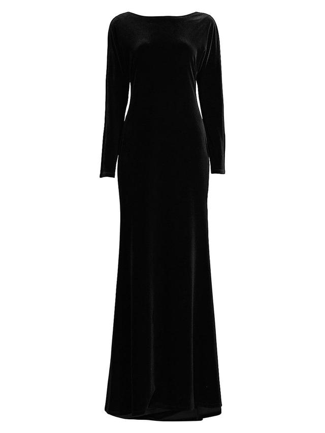 Womens Social Occasion Jewel Back Velvet Gown Product Image