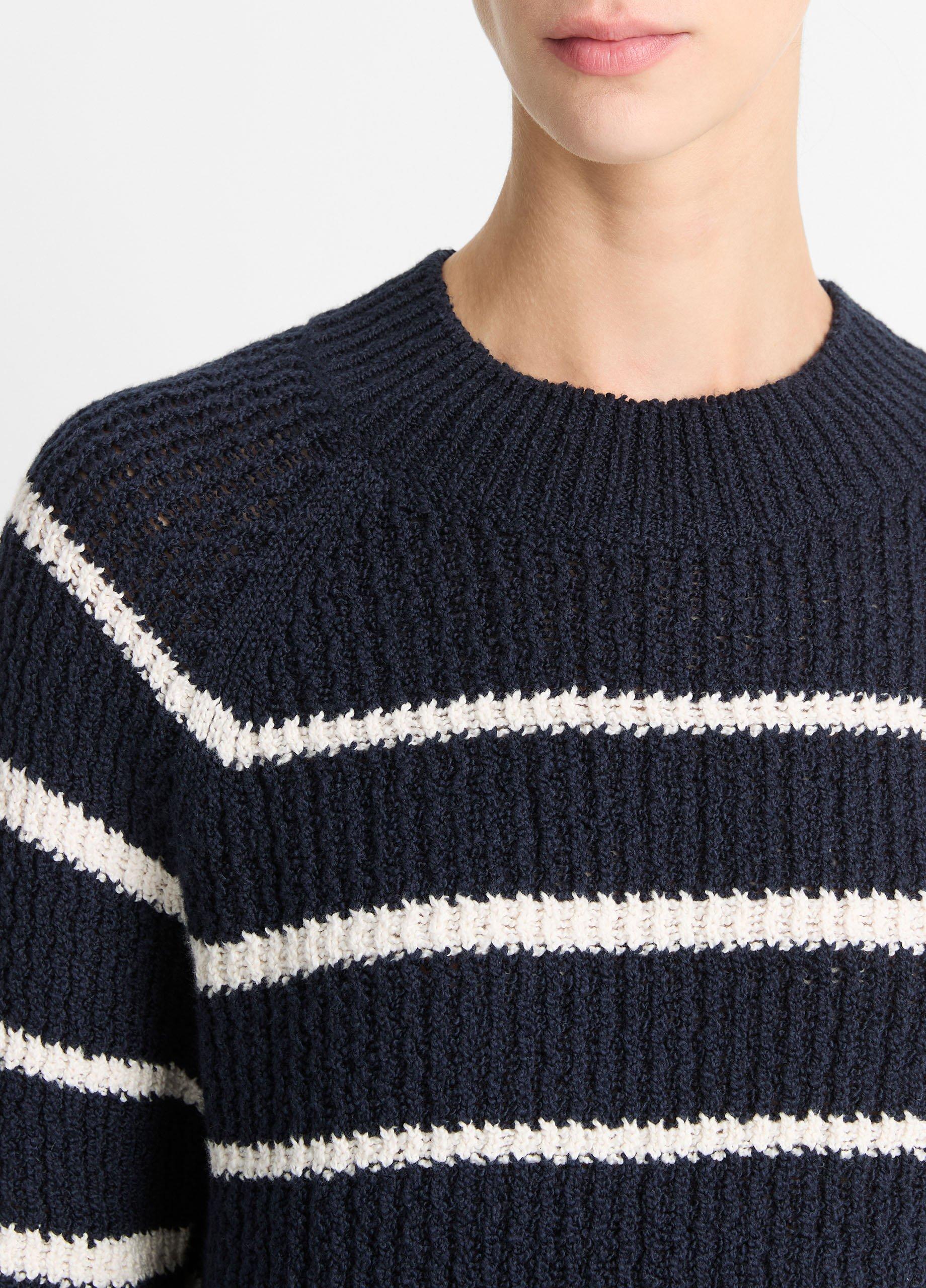 Ribbed Stripe Cotton-Blend Pullover Product Image