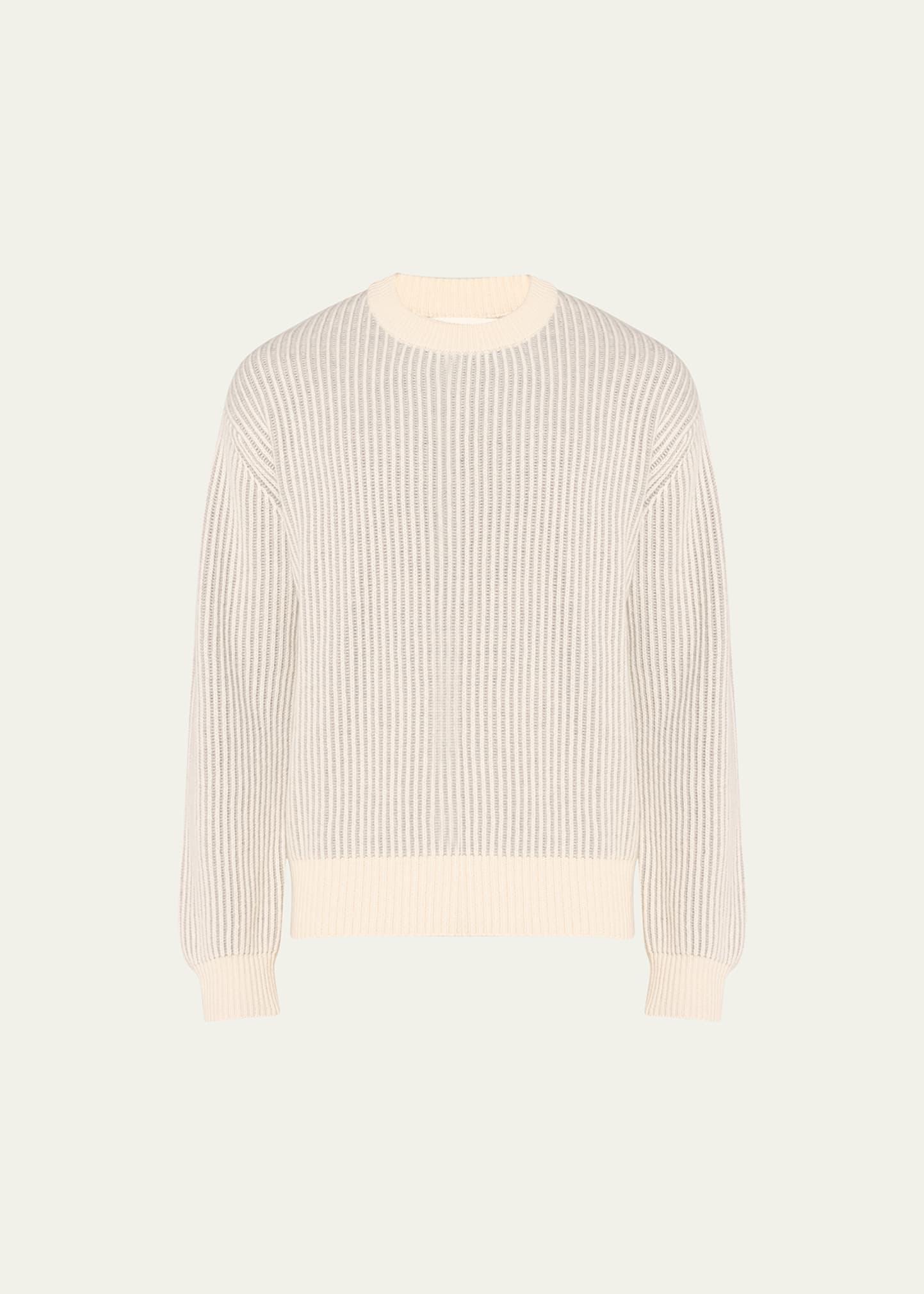 Mens Two-Tone Ribbed Cashmere Sweater Product Image