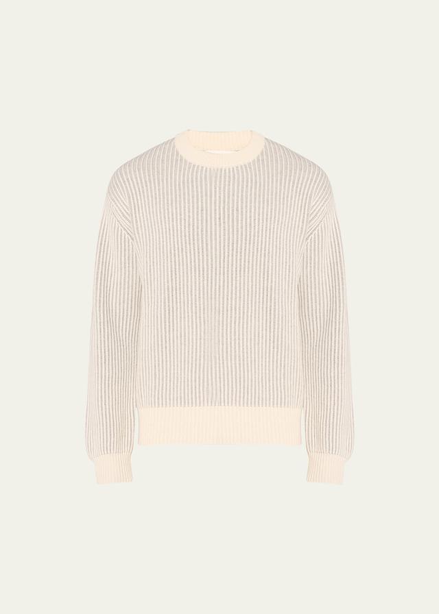 Mens Two-Tone Ribbed Cashmere Sweater Product Image